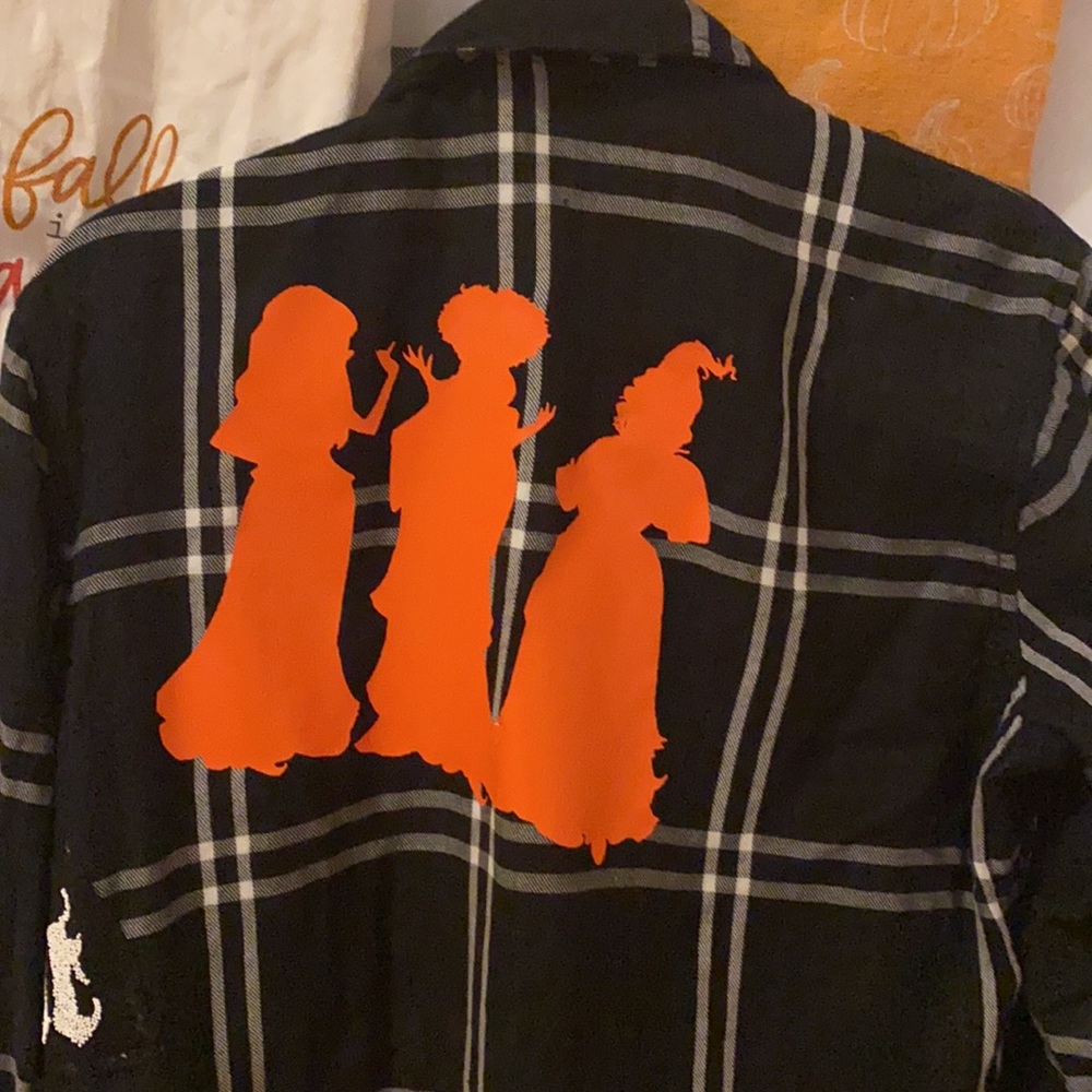 Hocus-pocus themed upcycled flannel - Picture 2 of 5